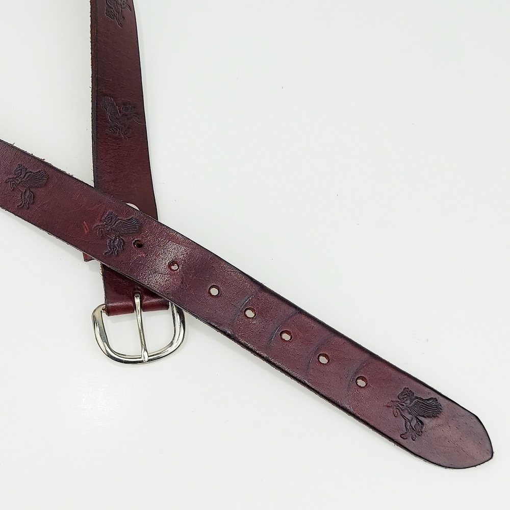 SINCERE Vintage Hand-Crafted Brown Leather Belt 36 - Picture 12 of 13